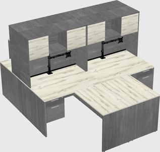 Quad l-shaped office desks