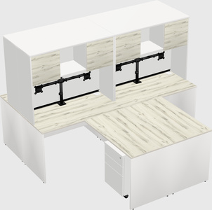Quad l-shaped office desks