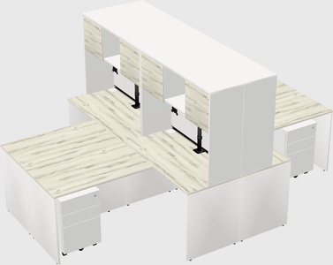 Quad l-shaped office desks