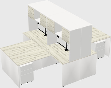Quad l-shaped office desks