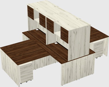 Quad l-shaped office desks