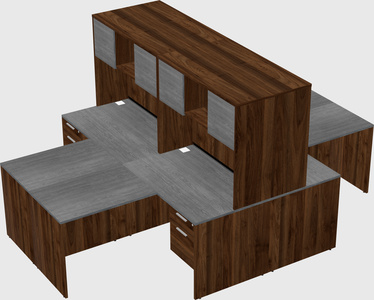 Quad l-shaped office desks