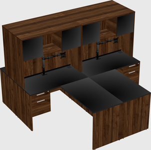 Quad l-shaped office desks