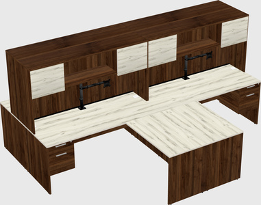 Quad l-shaped office desks