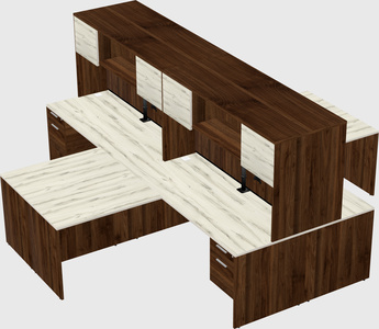 Quad l-shaped office desks