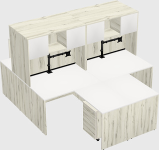 Quad l-shaped office desks