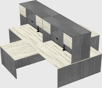 Quad l-shaped office desks