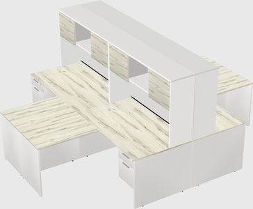Quad l-shaped office desks