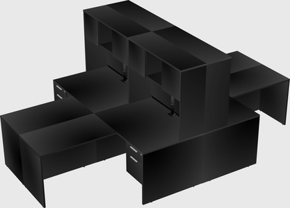 Quad l-shaped office desks