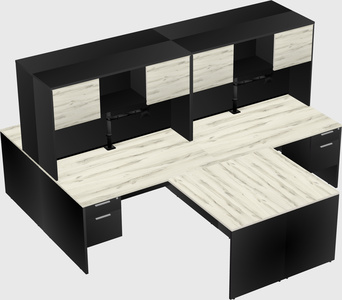 Quad l-shaped office desks
