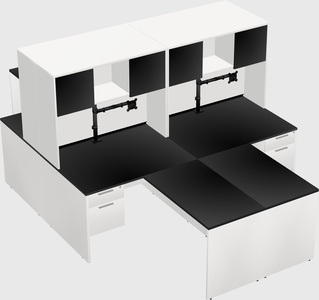 Quad l-shaped office desks