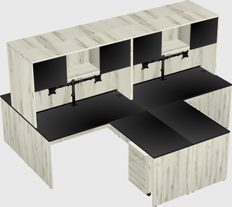 Quad l-shaped office desks