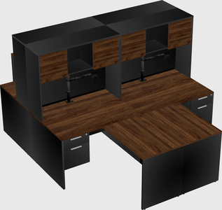 Quad l-shaped office desks