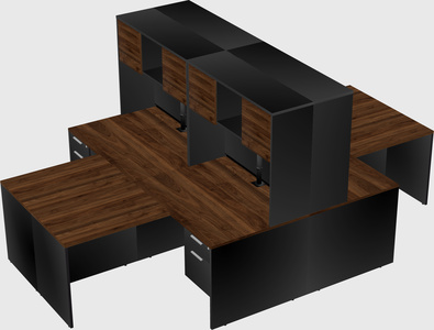 Quad l-shaped office desks