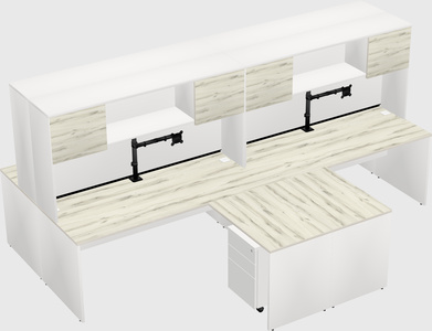 Quad l-shaped office desks