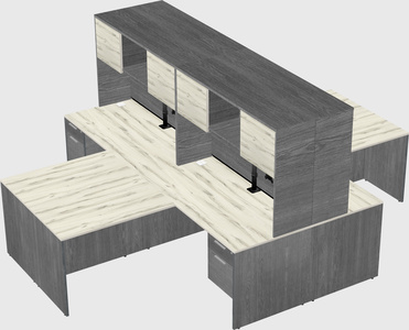 Quad l-shaped office desks
