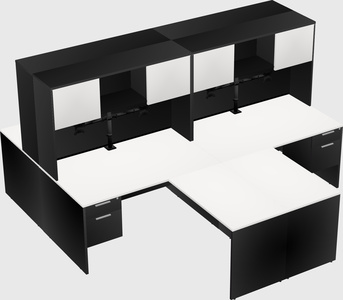 Quad l-shaped office desks