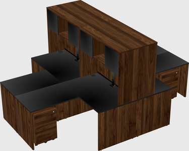 Quad l-shaped office desks