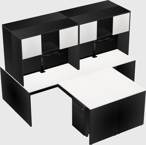 Quad l-shaped office desks