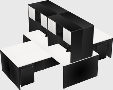Quad l-shaped office desks