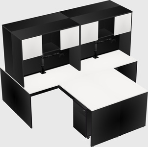 Quad l-shaped office desks