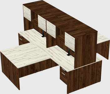 Quad l-shaped office desks