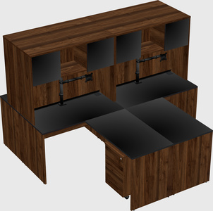 Quad l-shaped office desks