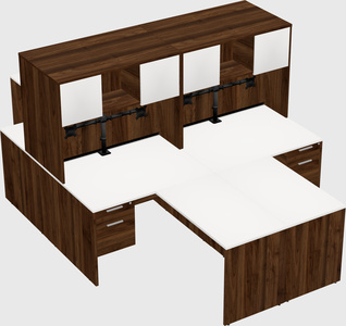 Quad l-shaped office desks