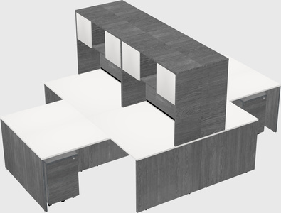 Quad l-shaped office desks