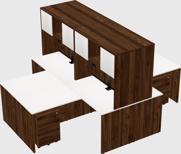 Quad l-shaped office desks