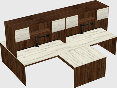 Quad l-shaped office desks