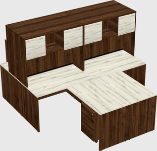 Quad l-shaped office desks