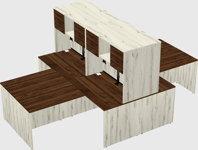 Quad l-shaped office desks