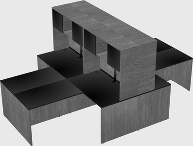 Quad l-shaped office desks