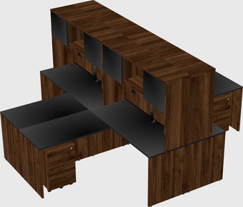 Quad l-shaped office desks