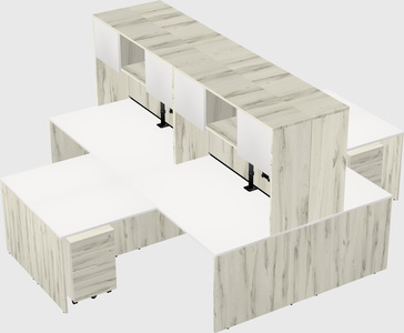 Quad l-shaped office desks