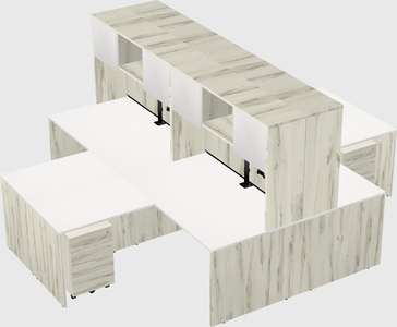 Quad l-shaped office desks