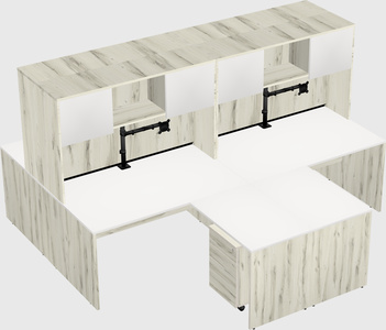 Quad l-shaped office desks