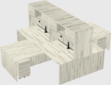 Quad l-shaped office desks