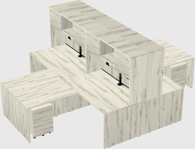 Quad l-shaped office desks