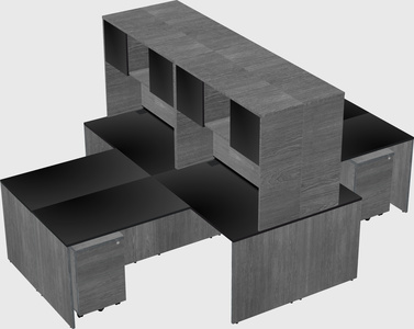 Quad l-shaped office desks