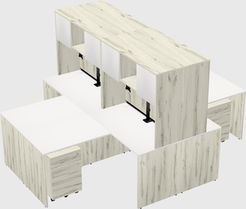 Quad l-shaped office desks