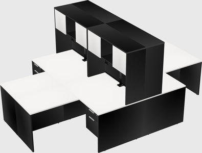 Quad l-shaped office desks