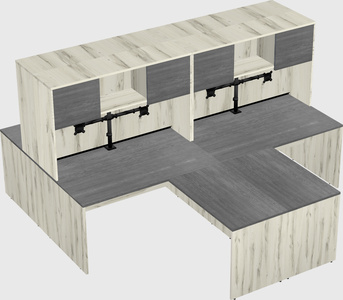Quad l-shaped office desks