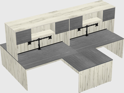 Quad l-shaped office desks