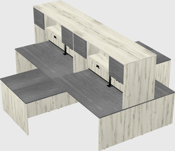 Quad l-shaped office desks