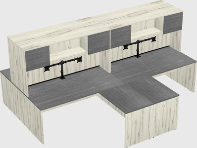 Quad l-shaped office desks
