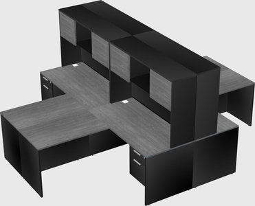 Quad l-shaped office desks