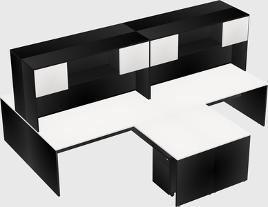 Quad l-shaped office desks