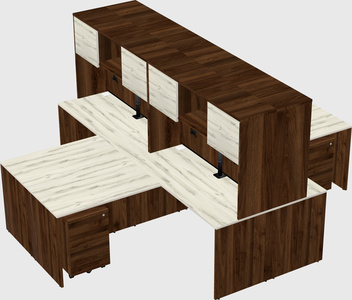 Quad l-shaped office desks